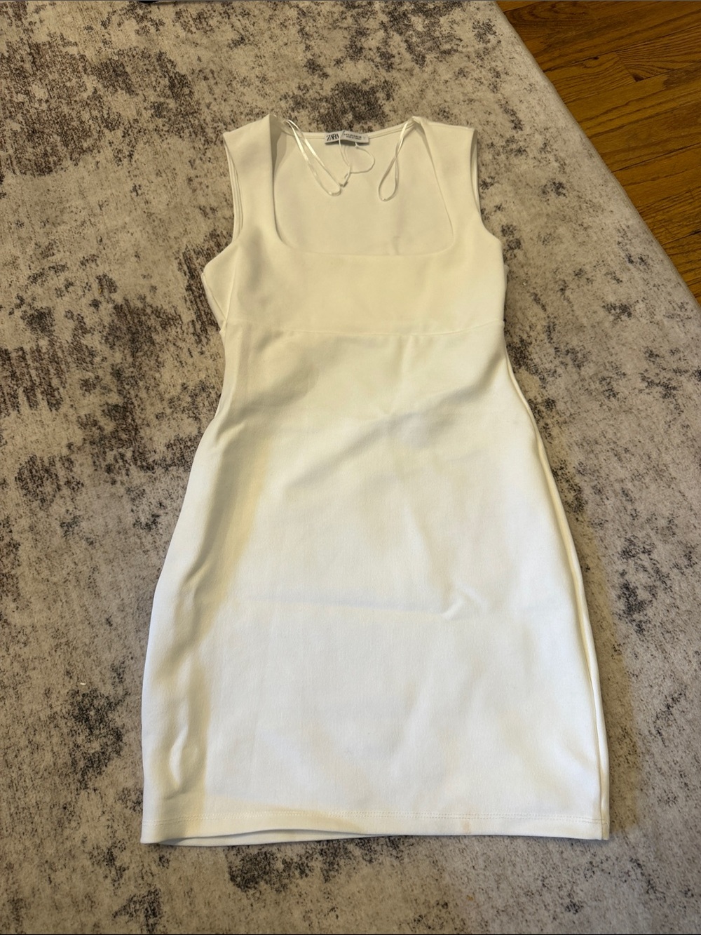 Zara Cream Square-Neck Mini Bodycon Dress